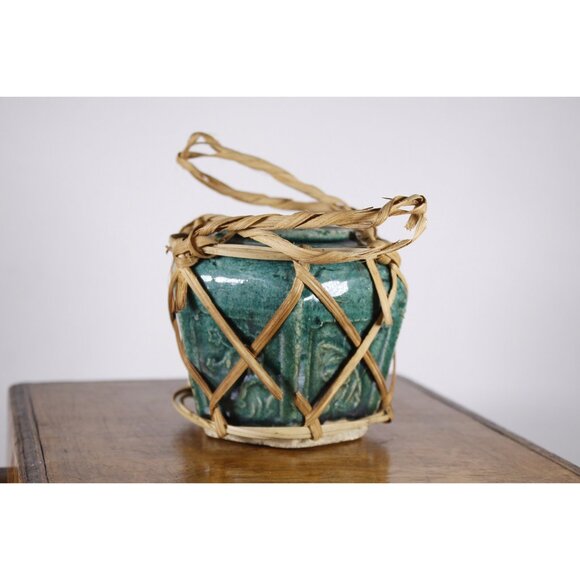 Antique Chinese hexagonal green ginger jar, blue green ginger jar, Chinese small - Picture 3 of 10